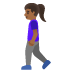 🚶🏾‍♀️ woman walking: medium-dark skin tone display on Google